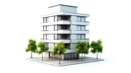 Fotobehang Modern building icon rendered in 3D and isolated on a white background. © stocker