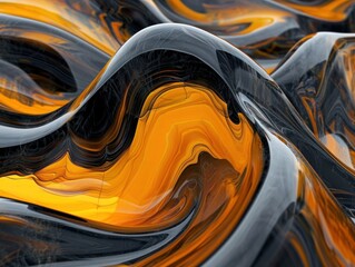 a close up of a black and orange liquid