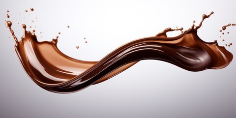 a liquid chocolate splashing in a wave