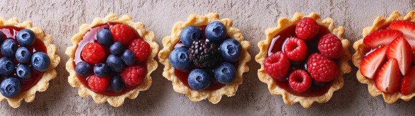a group of fruit tarts