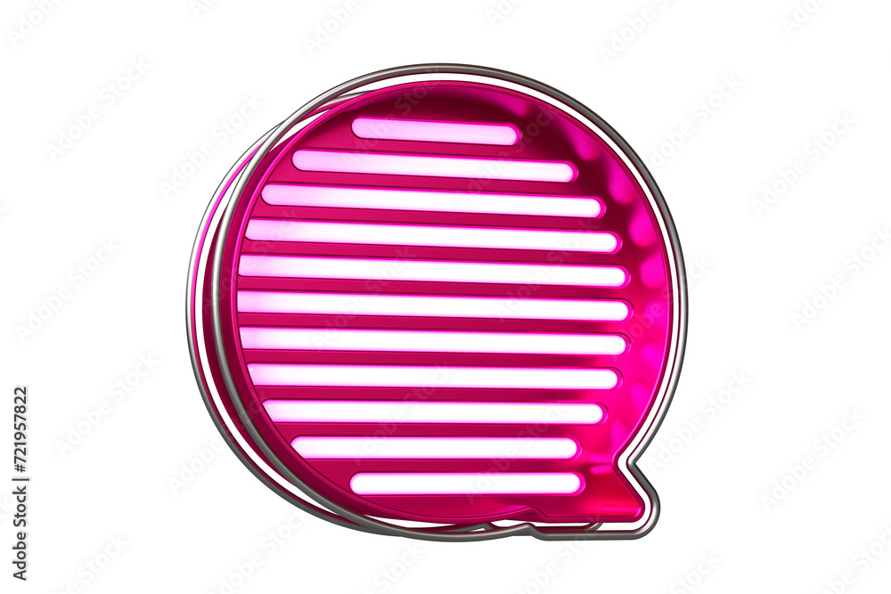Aufkleber metallic display font letter q in silver with vivid pink lines. flashing lettering for creating titl