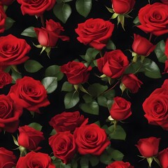  valentines day Bouquet of red roses with black background