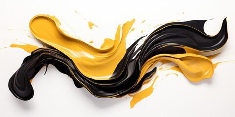 a yellow and black paint swirls