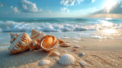 seashells on the beach. generative ai 