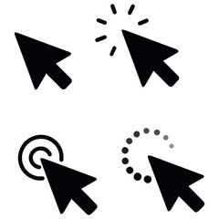 Vector cursor mouse click computer arrow icon set