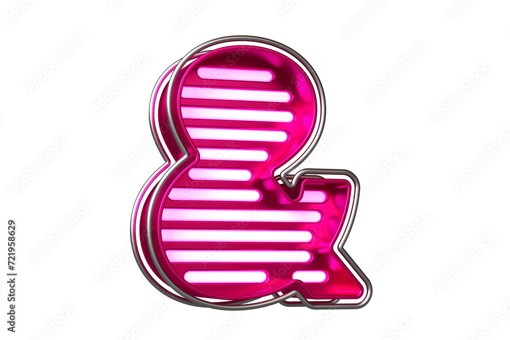 Aufkleber chrome with pink led stripes in the shape of ampersand sign. beautiful typography for creating title