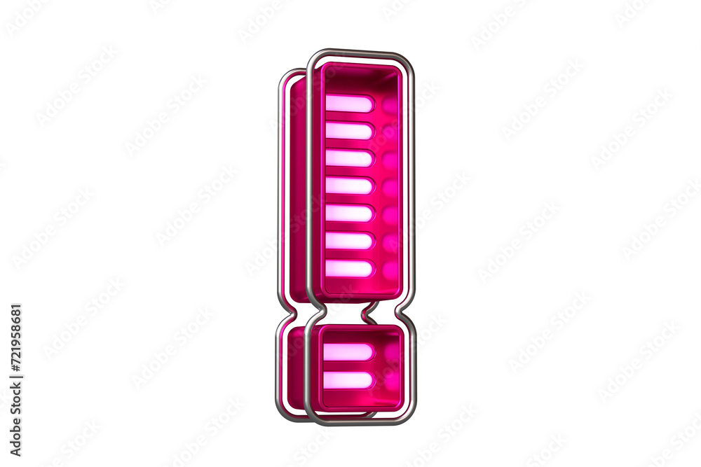 Aufkleber chrome and pink neon font exclamation mark. beautiful typography for creating titles, ad headers and