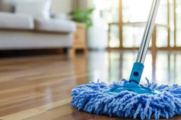 closeup of a mop for washing the floor in living room