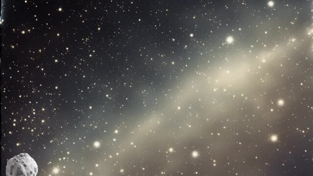 Asteroid moving in space.