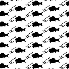 Fish seamless pattern isolated on white background