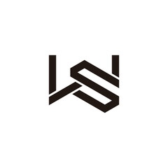letter ws simple geometric stripes line logo vector