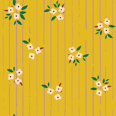 Cute hand drawn ditsy seamless pattern, pin stripes, colorful floral background, great for textiles, fashion, kids, wallpapers, wrapping - vector design