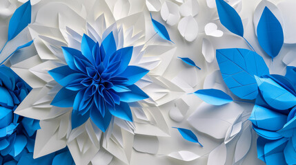 The blue flower with geometric form art print.