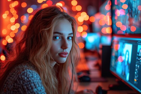 Friends gathering for a virtual Valentine's Day celebration over video call - Powered by Adobe