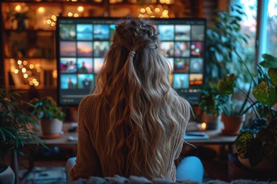 Friends gathering for a virtual Valentine's Day celebration over video call - Powered by Adobe