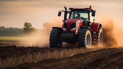 Fototapeta premium Tractor plowing
