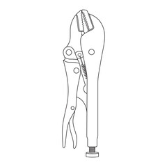 Hand drawn Kids drawing Cartoon Vector illustration locking pliers icon Isolated on White Background