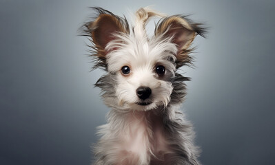 Puppy Chinese Crested Dog on a light background
