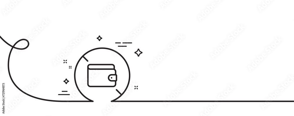 Poster wallet line icon. continuous one line with curl. money budget purse sign. no cash allowed symbol. wa