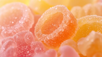 Close up macro multi colored jelly gummy candies background - AI Generated Abstract Art