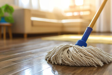 Mop for Cleaning Against the Sunlight in a Cozy Room