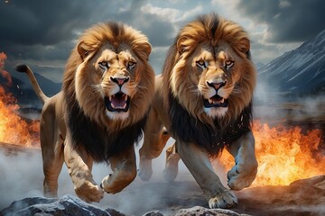 lions snow and fire