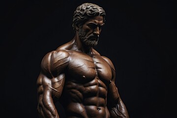 Naklejka premium whole strong statue dark background