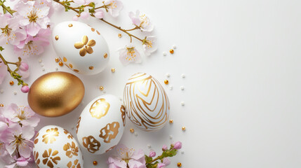 Obraz na płótnie Canvas Elegant Easter Eggs with Spring Flowers