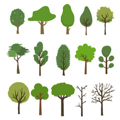 set of forest and park tree icons for natural tree background designs