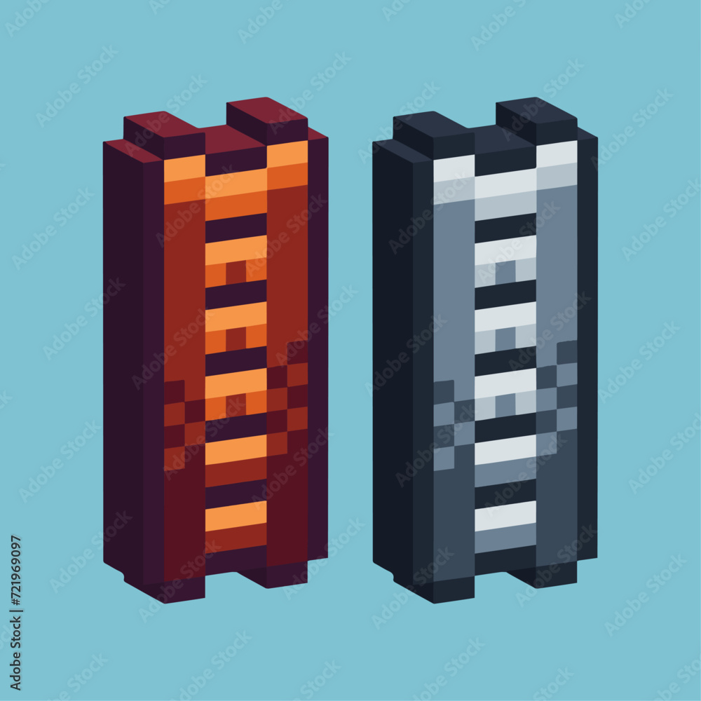 Poster isometric pixel art 3d of ladder icon for items asset. ladder icon on pixelated style.8bits perfect 