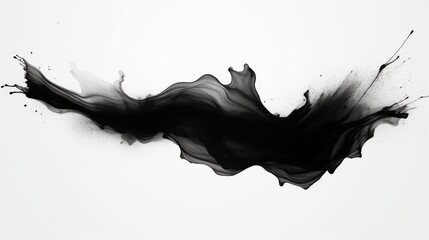 Abstract black in splash, paint, brush strokes, stain grunge isolated on white background - obrazy, fototapety, plakaty