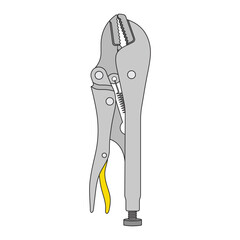 Kids drawing Cartoon Vector illustration locking pliers icon Isolated on White Background