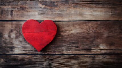Rustic Red Heart on Weathered Wood: Symbol of Timeless Love