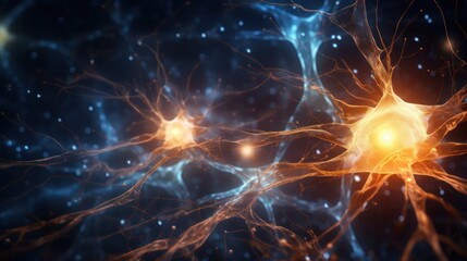 Neuron cells neural network under microscope neuro