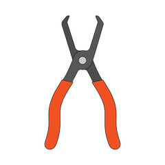 Kids drawing Cartoon Vector illustration push pin pliers icon Isolated on White Background