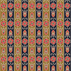  Japanese Flower Motif Stripe Vector Seamless Pattern