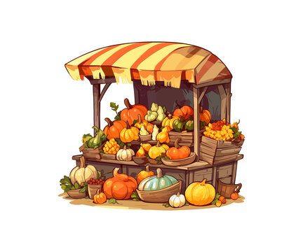 recommend clip art: Fall Harvest Market Stall clip art 