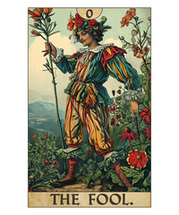 Vintage Tarot Card Number 0 The Fool
