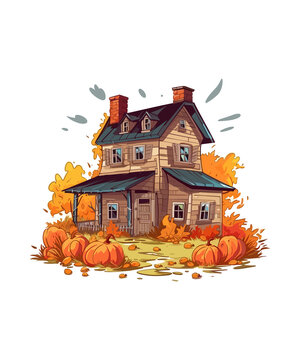 recommend clip art: Harvest Farmhouse Scene illustration clip art 