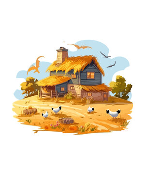 recommend clip art: Harvest Farmhouse Scene illustration clip art 