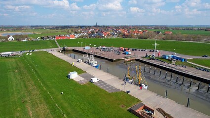 Wurster North Sea Coast - Wremen - Northern Germany - Aerial view of the cutter harbor