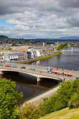The Ness bridge over the Ness river. Inverness. Scotland. United Kingdom