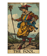 Vintage Tarot Card Number 0 The Fool
