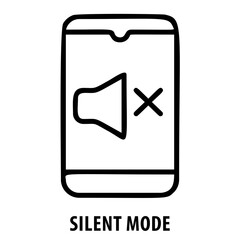 Silent mode, phone settings, sound off, mute, quiet mode, no sound, mobile, silence, Silent Mode icon, smartphone, audio control, notification settings, silent feature, technology, mobile device