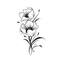 Beautiful minimalist flower illustration art.