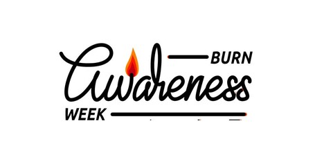 Burn awareness week. Animation of handwritten text animation with alpha channel. Great for raising prevention burn awareness in our communities through an awareness campaign. Transparent background