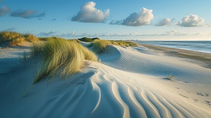Waves on the sandy beach, wavy lines, Ã³scar domÃnguez, dunes in the Netherlands - obrazy, fototapety, plakaty
