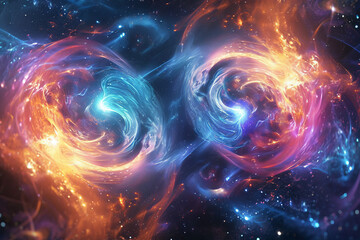 Obraz premium Two quanta generate quantum entanglement tens of thousands of light-years away.
