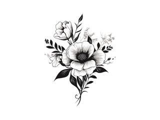Beautiful vintage minimalist flower illustration art.