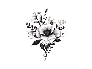 Obraz premium Beautiful vintage minimalist flower illustration art.